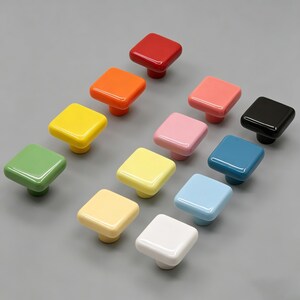 Gałki ceramiczne kwadratowe, gałki do szuflad w kolorze cukierkowym, uchwyty do szaf, gałki do pokoju dziecięcego, uchwyty do pokoju dziewczęcego, uchwyty do drzwi