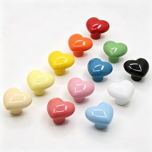 Tiradores de cerámica con forma de corazón/Tiradores de cajones de cerámica para niños/Tiradores de cajones para habitaciones infantiles/Tiradores de armarios/Tiradores de cómodas para guardería