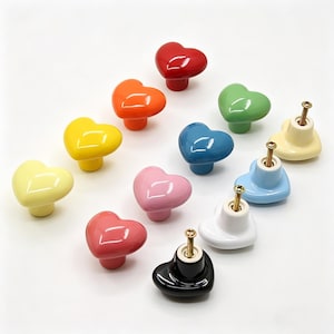 Pomelli per cassetti in ceramica a forma di cuore, maniglie per armadi, guardaroba, cassettiere per camerette.