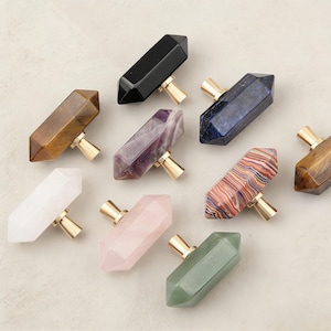 Erz natürlicher Ein-Loch-Schubladenknopf, Kristallquarz-Kommodemknopf, individuell gravierter Schrankgriff, schwarzer Obsidian-Schrankknopf, Tür-Garderobe ziehen