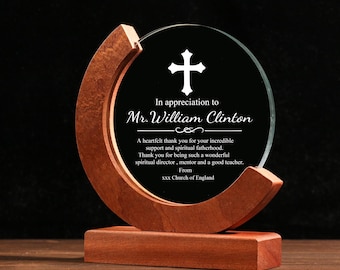 Personalisierte Kristall-Auszeichnung für Kirche, Ruhestand Wertschätzung, Geschenk Plakette, Graduierung Plakette, Kristall-Auszeichnung, gravierte Trophäe, Auszeichnung