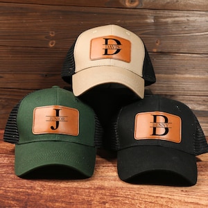 Personalized Groomsman Hat: Leather Patch, Custom Wedding Party Cap