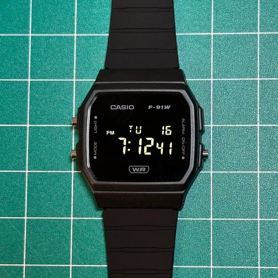 Inverted Modded Casio F91W Watch - Blackout Edition