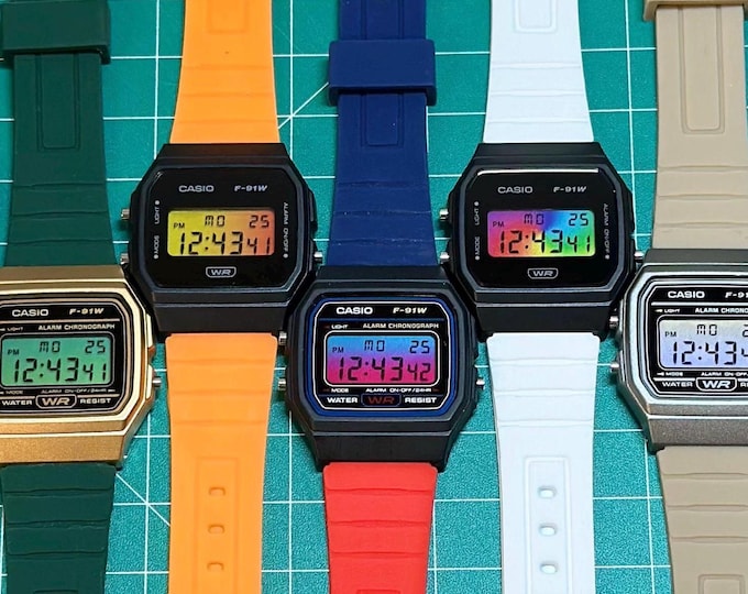 Featured listing image: Custom Modded Casio F91W Watch: Choose Case, Screen & Band Color
