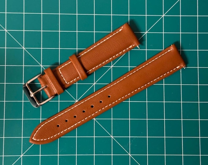 Genuine Leather 18mm Watch Strap - Brown with Silver Buckle - Quick Release