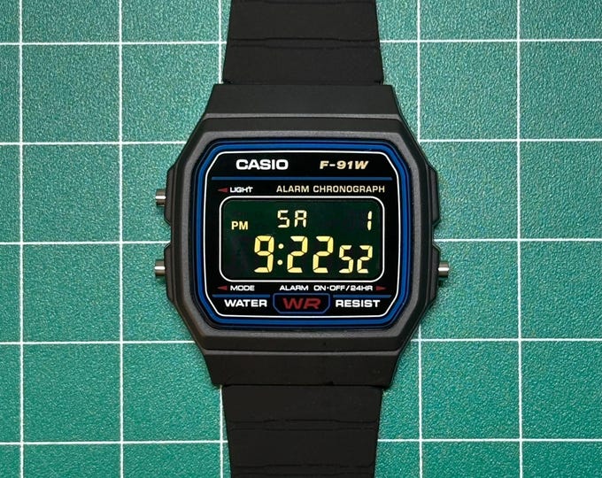 Featured listing image: Inverted Modded Casio F91W Watch - Stealth Edition