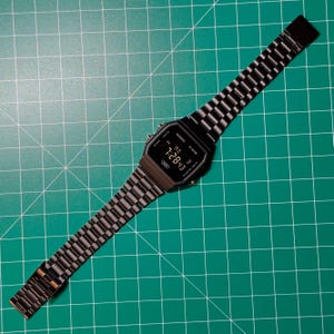 Inverted Modded Casio F91W Watch - Blackout Edition with Steel Bracelet image 2