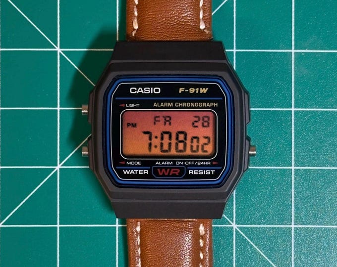 Sunset - Deluxe Leather Custom Modded Casio F91W