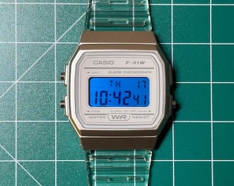 Ice Blue - Custom Modded F91W Watch