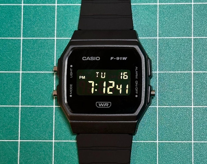 Featured listing image: Inverted Modded Casio F91W Watch - Blackout Edition
