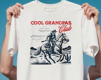 Cool Grandpas Club Shirt, Cowboy, Funny Papa Shirt, Gift for Grandad, Father's Day,For Best Grandpa Living Legend Tee,Grandfather to Be Gift