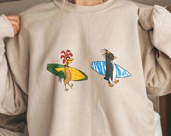 Cody Maverick & Chicken Joe Shirt, Funny Rooster, Penguin Design, Retro Surf Aesthetic Shirt, Cute Animal Surfing Shirt, Gift For Surf Lover