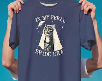 Retro Bride Tee, Funny Bride Shirt, Cat Lover Bride Sweatshirt,Wedding Gifts for Bride to Be Shirts, Feral Cat Bride Era Tee, Wedding Outfit