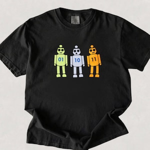 Programming Robot 01 10 11 Shirt, Binary Code Geek Tee, Survivor Coding Humor Graphic Tee, Computer Science Gift,Geek Nerd Robot Graphic Tee