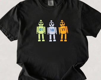 Programming Robot 01 10 11 Shirt, Binary Code Geek Tee, Survivor Coding Humor Graphic Tee, Computer Science Gift,Geek Nerd Robot Graphic Tee