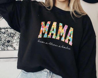 Mama Floral T-Shirt, Personalized Mama Shirt, Custom Kids Names Shirt, Mothers Day Gift, Floral Name Tee, Mom Gift Shirt,Mama and Kids Shirt