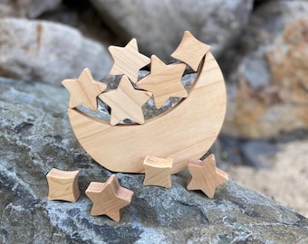 Giocattolo impilabile Luna e Stelle – Giocattolo di equilibrio Montessori in legno