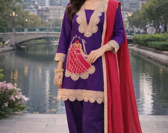 3 piece silk cord/kurta set