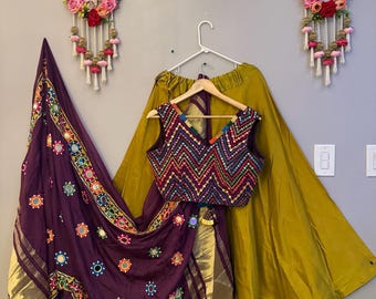 Festive Pure Gaji Mashroo Chaniya Choli with Rayon Dupatta and Embellished Details