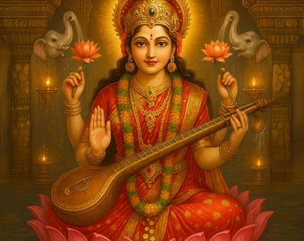 Goddess Lakshmi Digital Art Print – Digital Download