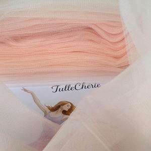 Peach Tulle Fabric by the Yard – 118" (3m) Wide Soft Tulle for Wedding, Tulle Dress, Veil, Tutu Skirt, Illusion Netting, Fabric Swatches