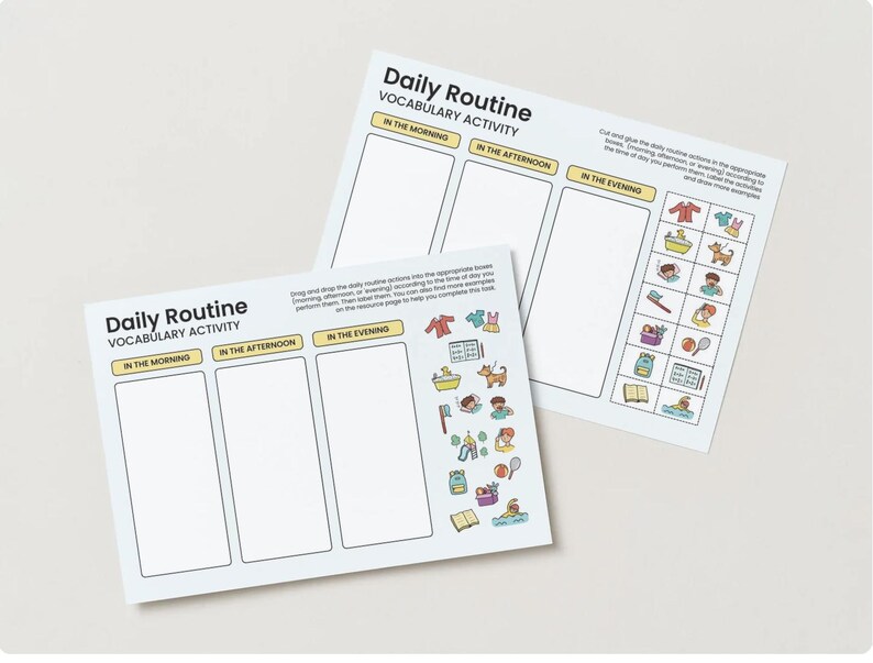 Sorting An Exercise Routine Daily Routine Sorting Activity – Visual Schedule for Neurodivergent ...