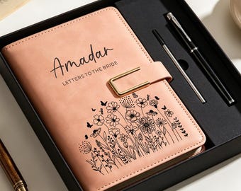 Personalized Notebook Botanical Journal Gift for Her, Custom Name Floral Notebook for Writing, Teacher Gift, Desk Journal