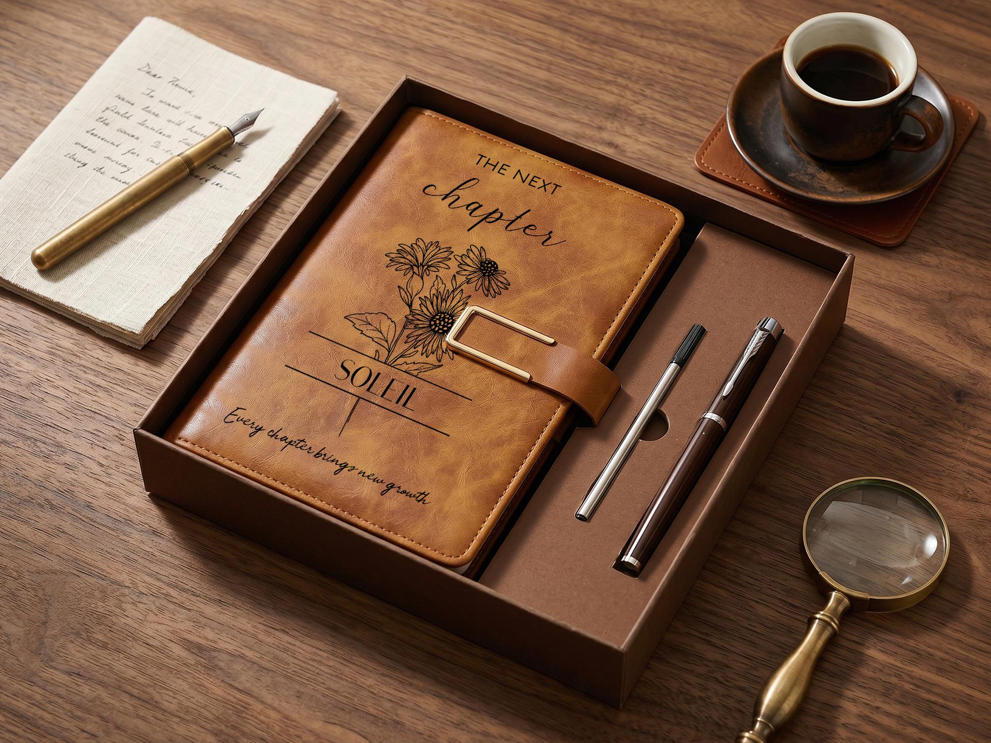 Teacher Leather Notebook Gift Set, Personalized Journal With Pen and ...