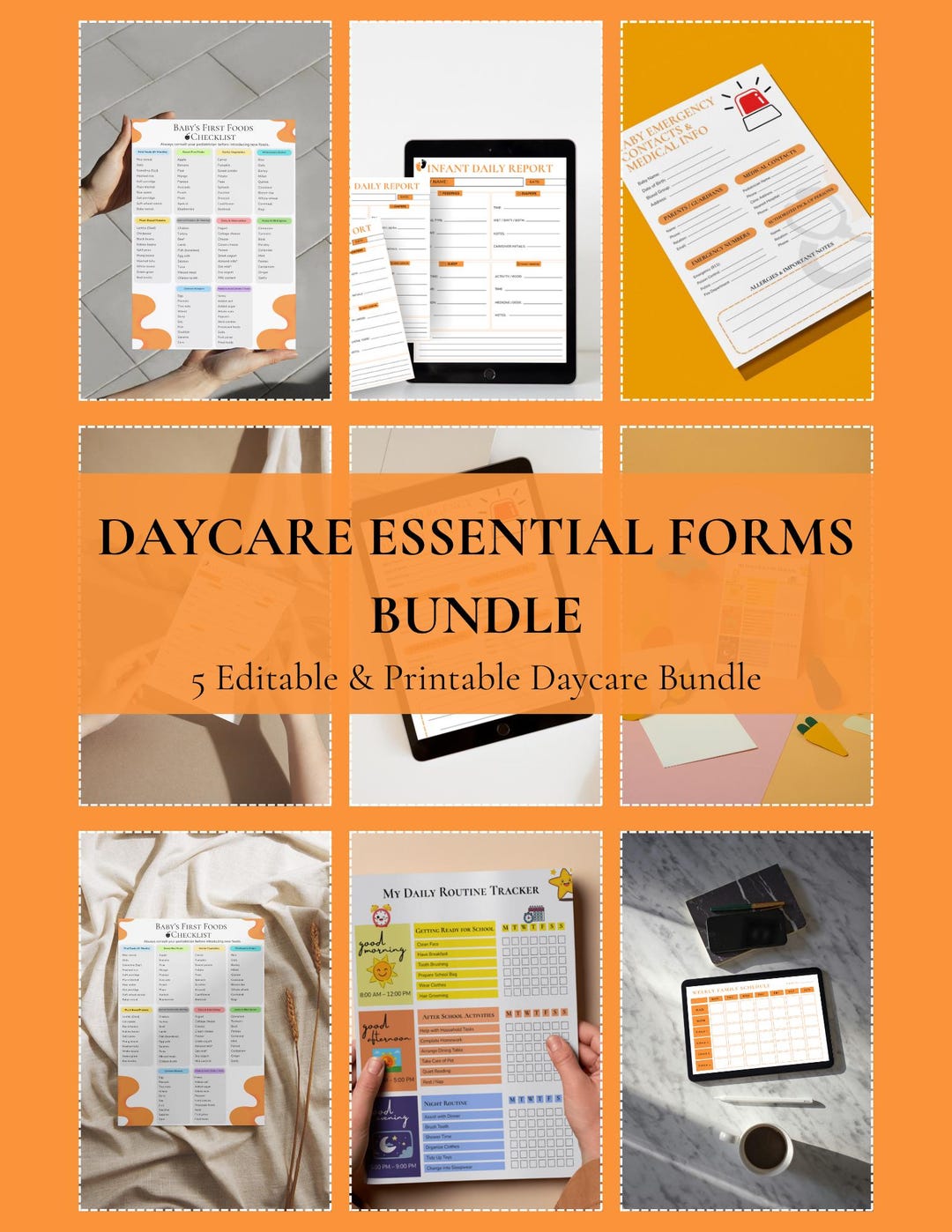 Editable Daycare Forms Bundle | Baby First Foods Checklist, Infant ...