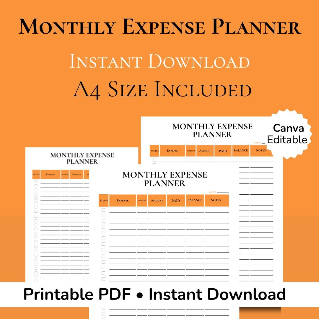 Editable Monthly Bill Payment Tracker | Budget Planner Printable ...
