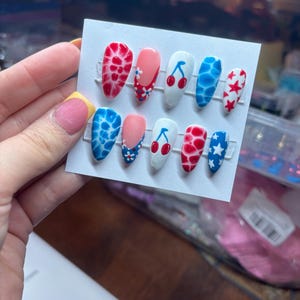 Red, White, and Blue Inspired Press on Nails