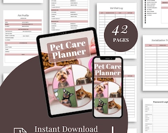 Pet Care Planner, Printable Pet Organizer PDF, Vet Visit Tracker, Pet Routine Log, Health Record Sheet, Pet Sitter Notes, Pet Schedule Book