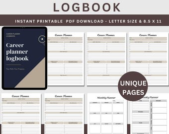 Career Planner Logbook Printable, Job Search Tracker, Resume Goals Planner, Skill Development Journal, Career Path PDF, Work Strategy Binder