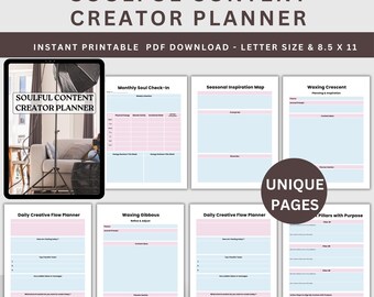 Soulful Content Creator Planner, Social Media Strategy Workbook, Printable Content Calendar, Brand Alignment Guide, Creative Planning PDF