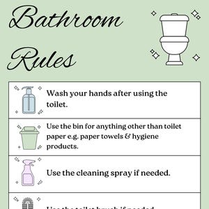 Bathroom Rules Poster: Printable Restroom Decor (digital Download) - Etsy