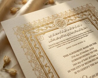 Customised Islamic Nikkah Nama, Muslim Wedding Contract (Digital)