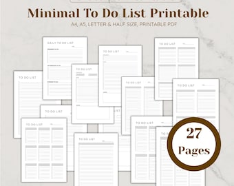 Minimalist to-do list Printable | Simple Daily Planner | Productivity Checklist | Instant Download