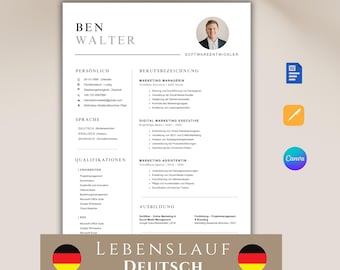 Bewerbung vorlage page 2026 | Lebenslauf Vorlage deutsch | 1 and 2 Seiten | Anschreiben | Deckblatt