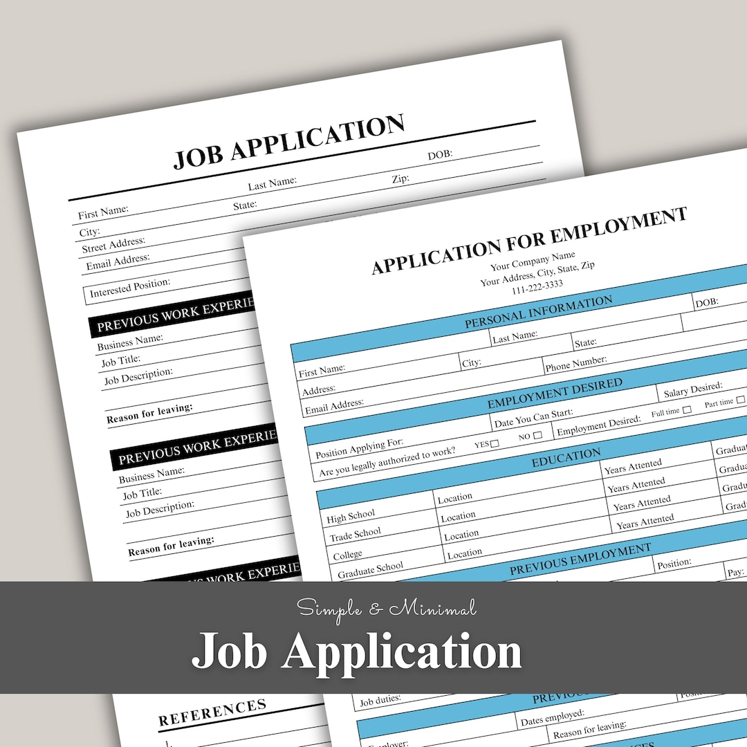 Work Job Application Template | Employment Form Template | Editable ...