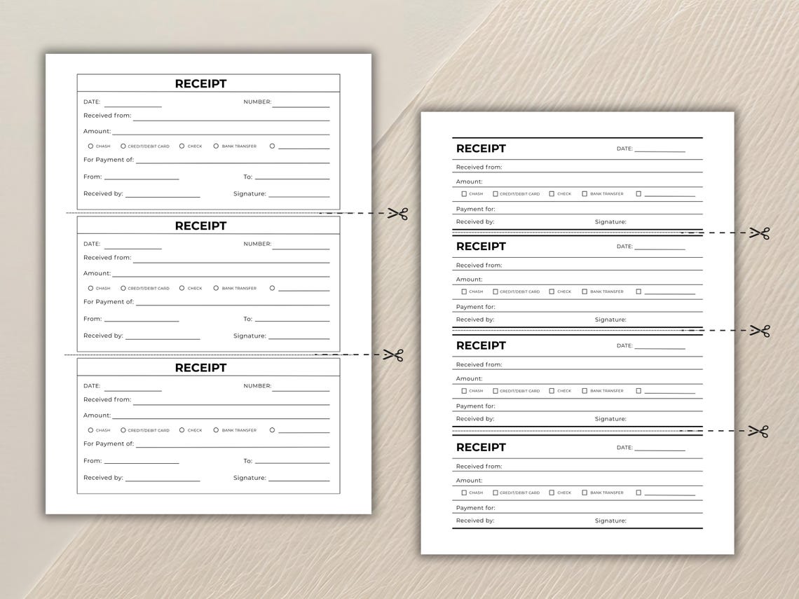 Simple Receipt Template | Editable Receipt Bundle | Handmade Business ...