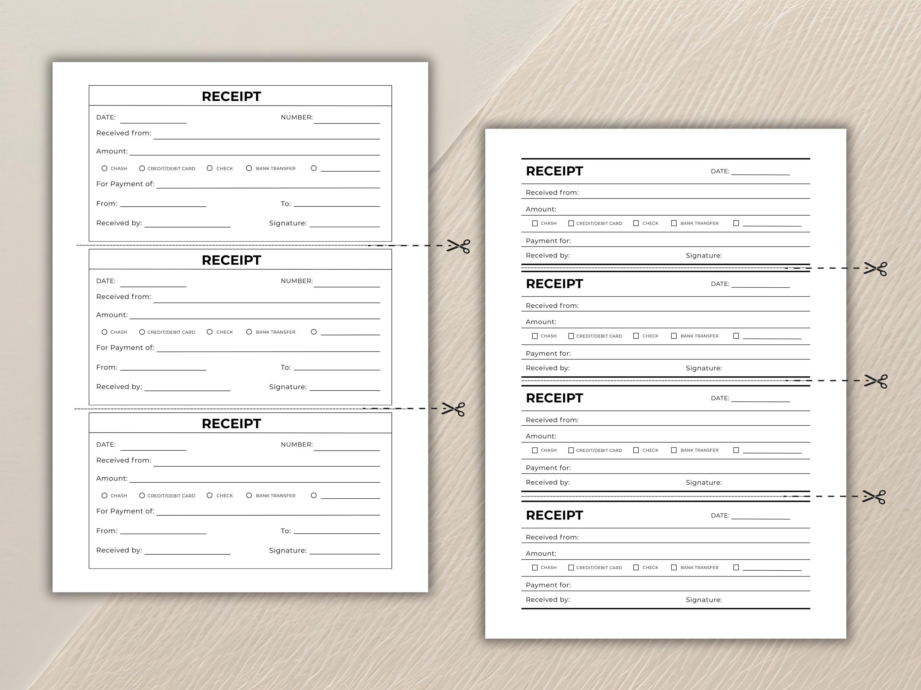 Simple Receipt Template | Editable Receipt Bundle | Handmade Business ...