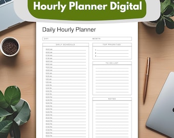 Hourly Planner Digital | Undated Daily PDF | Hourly Weekly Planner Printable | Daily Hourly planner | PDF Editable Hourly
