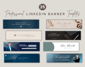 25 LinkedIn Banner Templates | Professional Canva Header (Digital Download)