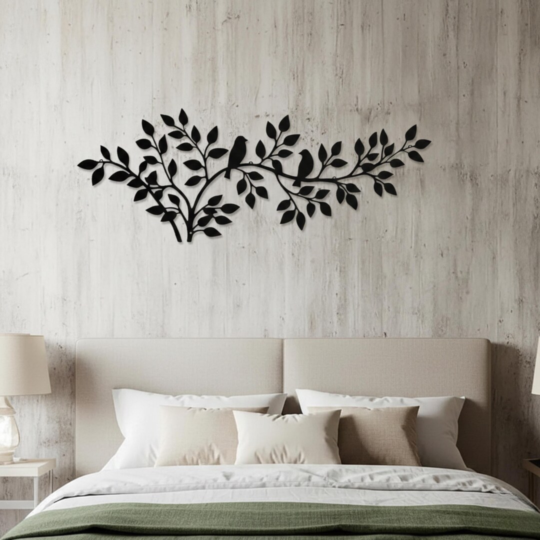 Black Metal Wall Decor Set, Bird Branch, Farmhouse Boho Art - Etsy