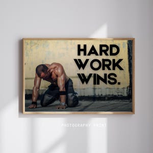 Hard Work Wins – Fitness Motivational Wall Art | Printable Gym Quote Poster | Motivational Quotes Poster | Motivation Wall Art | Decor
