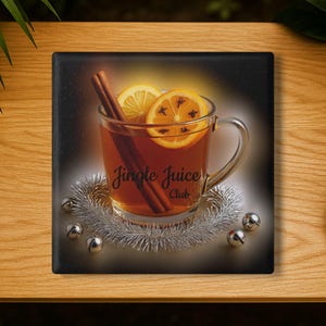Ceramic Coaster - Hot Toddy Jingle Juice Club, Wedding Gift, Housewarming, Home Decor, Drinks Holder, Hostess Gift, Kitchen Decor