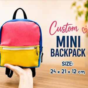Miniryggsäck i specialfärg, handgjord ryggsäck, personlig färgväska, miniryggsäck i ekologiskt läder, liten ryggsäck för barn, beställningspresent
