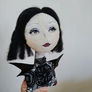 OOAK Witch Doll Bust, Collectible Art Doll, Handmade Textile Doll, Gothic Witch Decor, Halloween Home Decor, Witch Gift