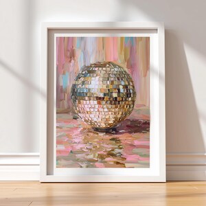 Disco Ball Poster, Disco Poster, Digital Art Mirrorball Poster, Disco Wall Art,  Disco Aesthetics, Pinkful Art, Digital Print, Coquette