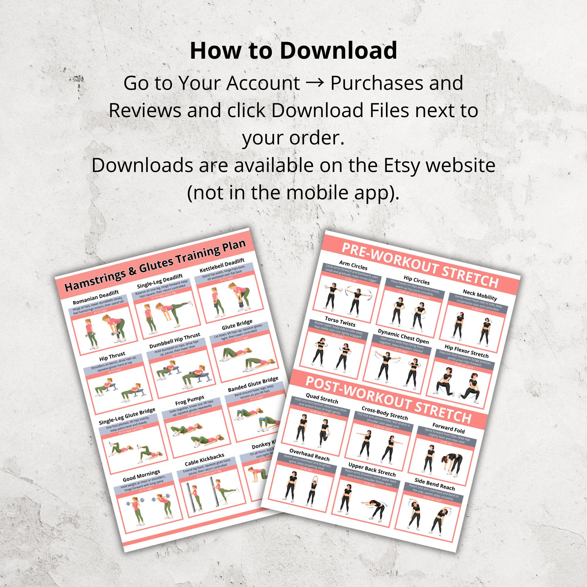 Hamstrings and Glutes Workout Poster PDF, Glute and Hamstring Gym ...